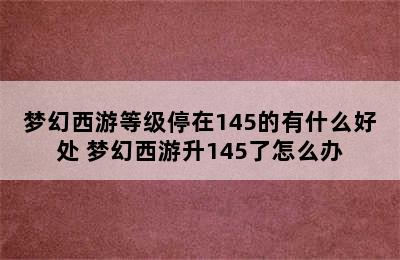 梦幻西游等级停在145的有什么好处 梦幻西游升145了怎么办